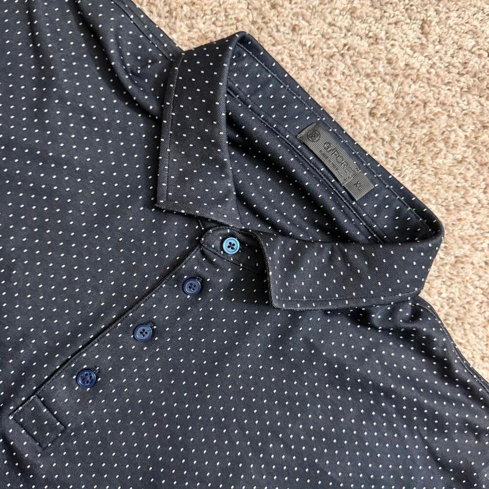 G/FORE Polka Dot Golf Polo Shirt XL Navy Performance Stretch Luxury Golfwear